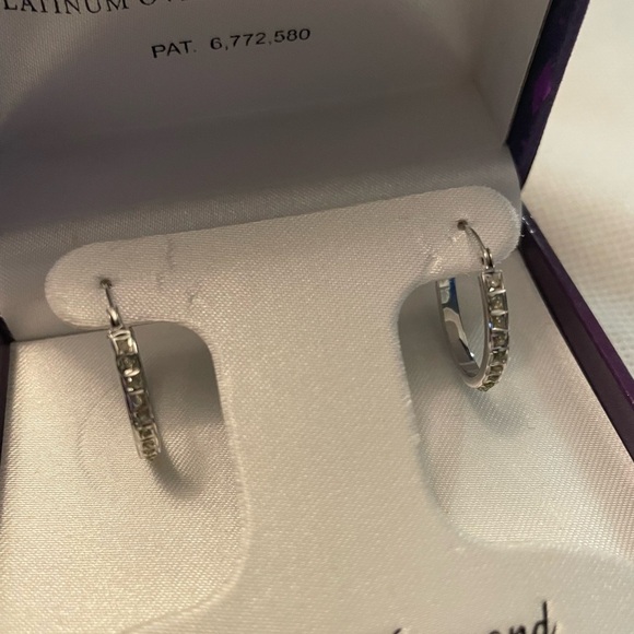 NWT Diamond Mystique Platinum over Sterling CZ Round Hoop Earrings in box - Picture 4 of 7
